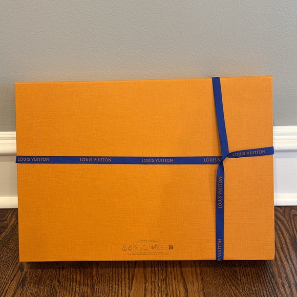 Louis Vuitton Gold Orange Blue Empty Shirt Gift Box Ribbon with Tissue Paper - Picture 7 of 13